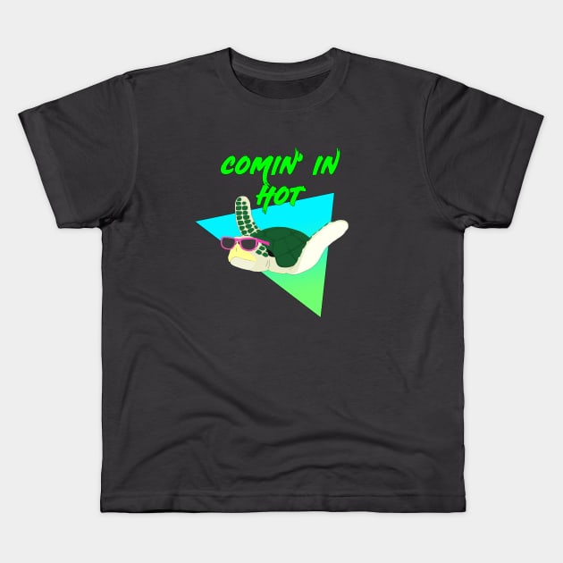 Sea Turtle - Coming In Hot Kids T-Shirt by QuasaiBonsai